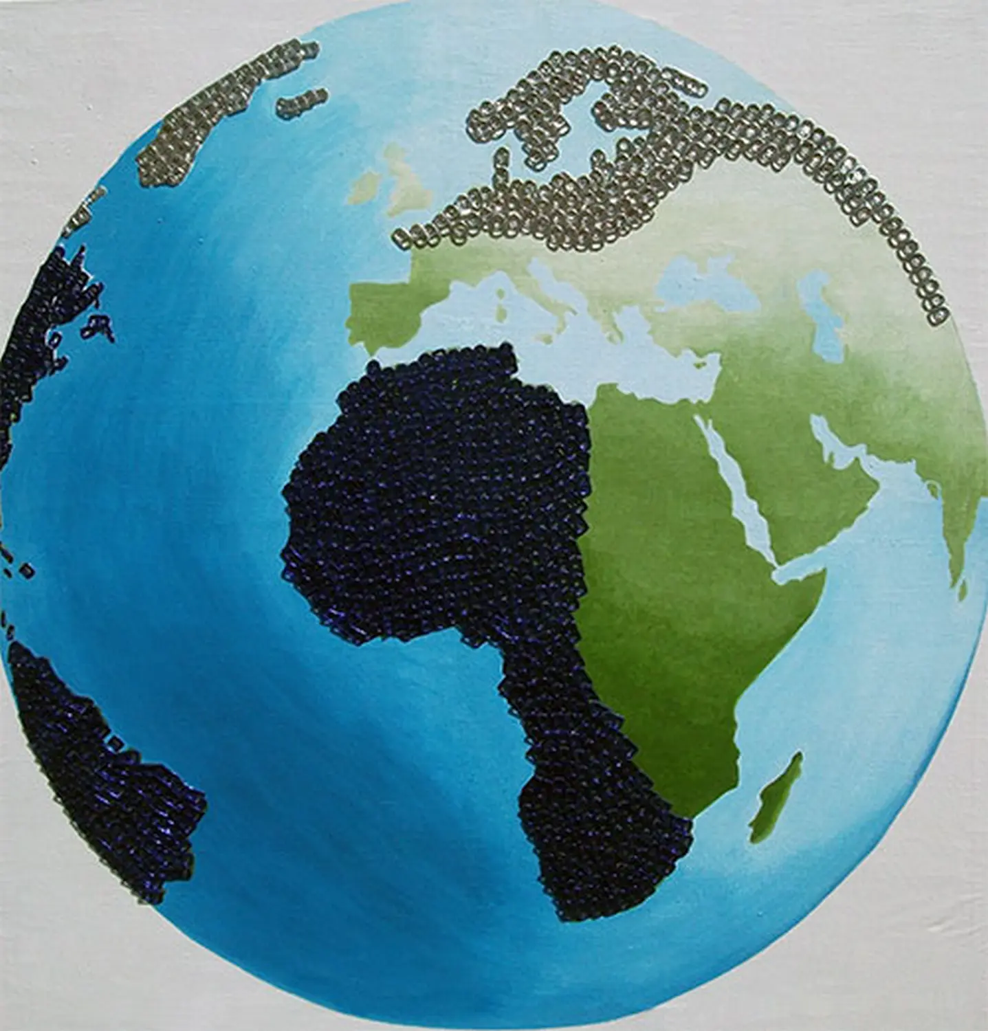 DUENDE – Art recycling, der blaue Planet/ Öl auf LW 100 × 100