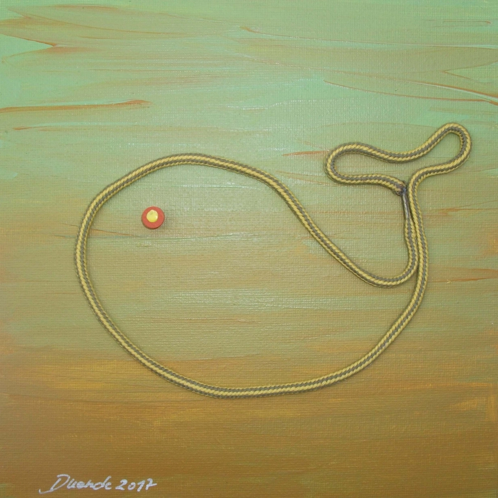 DUENDE - Acrylmalerei, Schürsenkelfisch Acryl auf LW 20 × 20