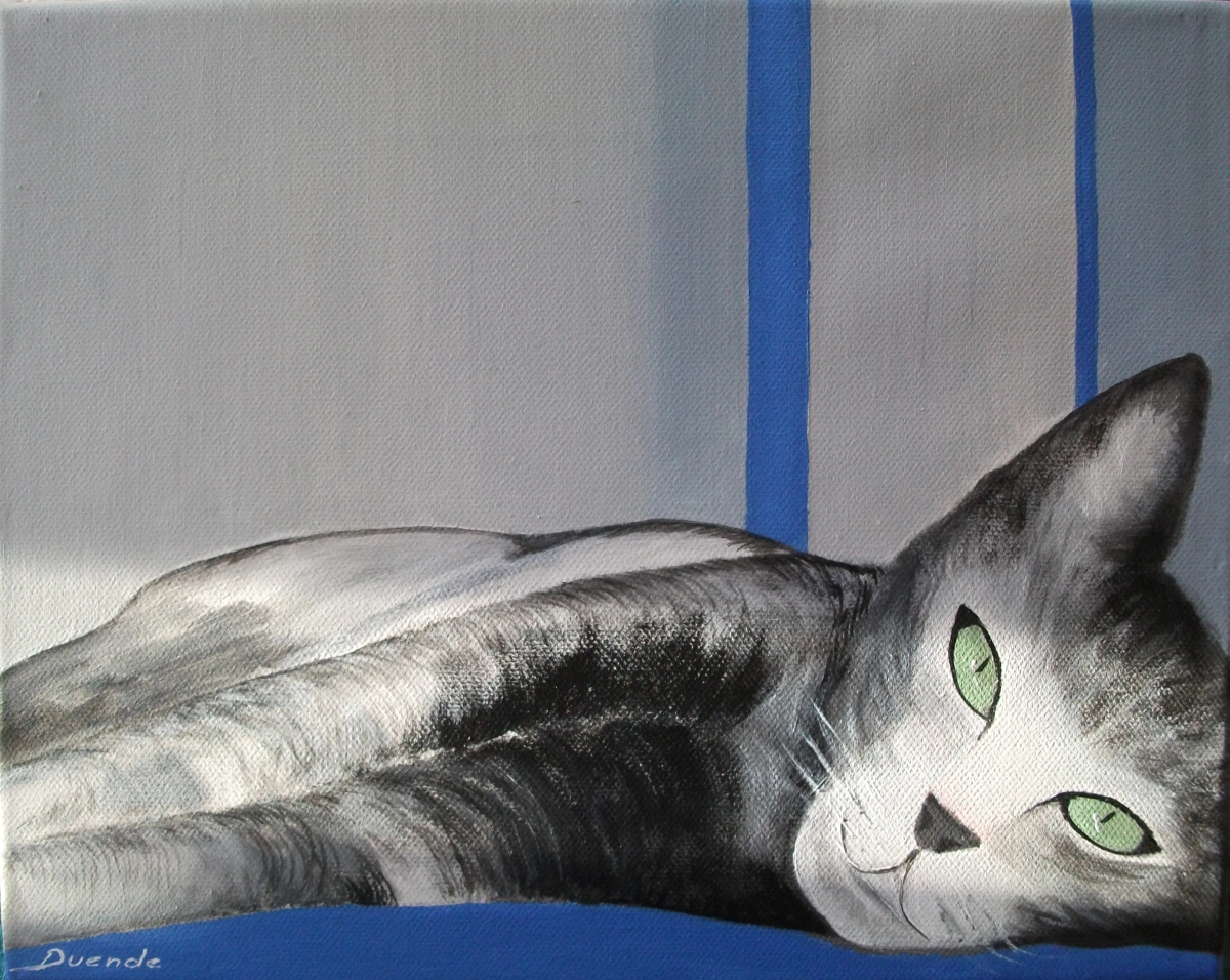 DUENDE - Acrylmalerei, Katze 2 Acryl auf LW 24 × 30