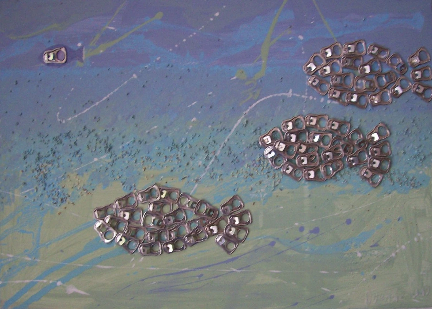 DUENDE – Kunstrecycling, Sandfisch Türkies I 48 × 34
