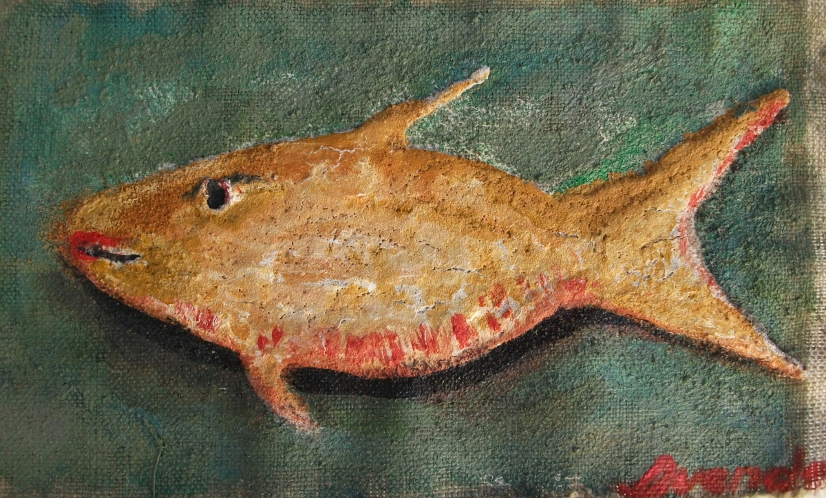 DUENDE - Acrylmalerei, Zitronenfisch Acryl auf LW 15 × 22