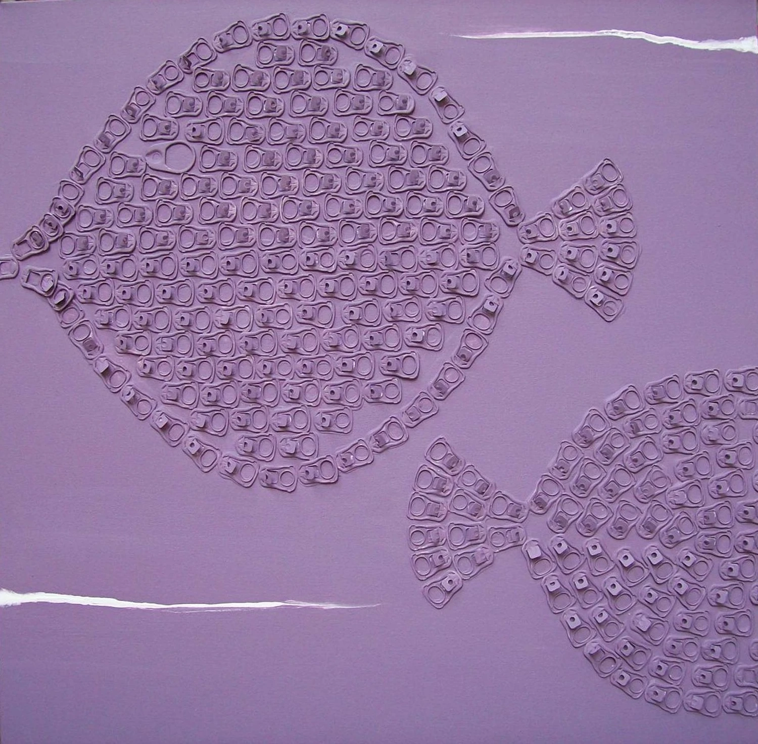 DUENDE - Kunstrecycling, Fisch in Lila 50 × 50 Acryl au LW & Metall