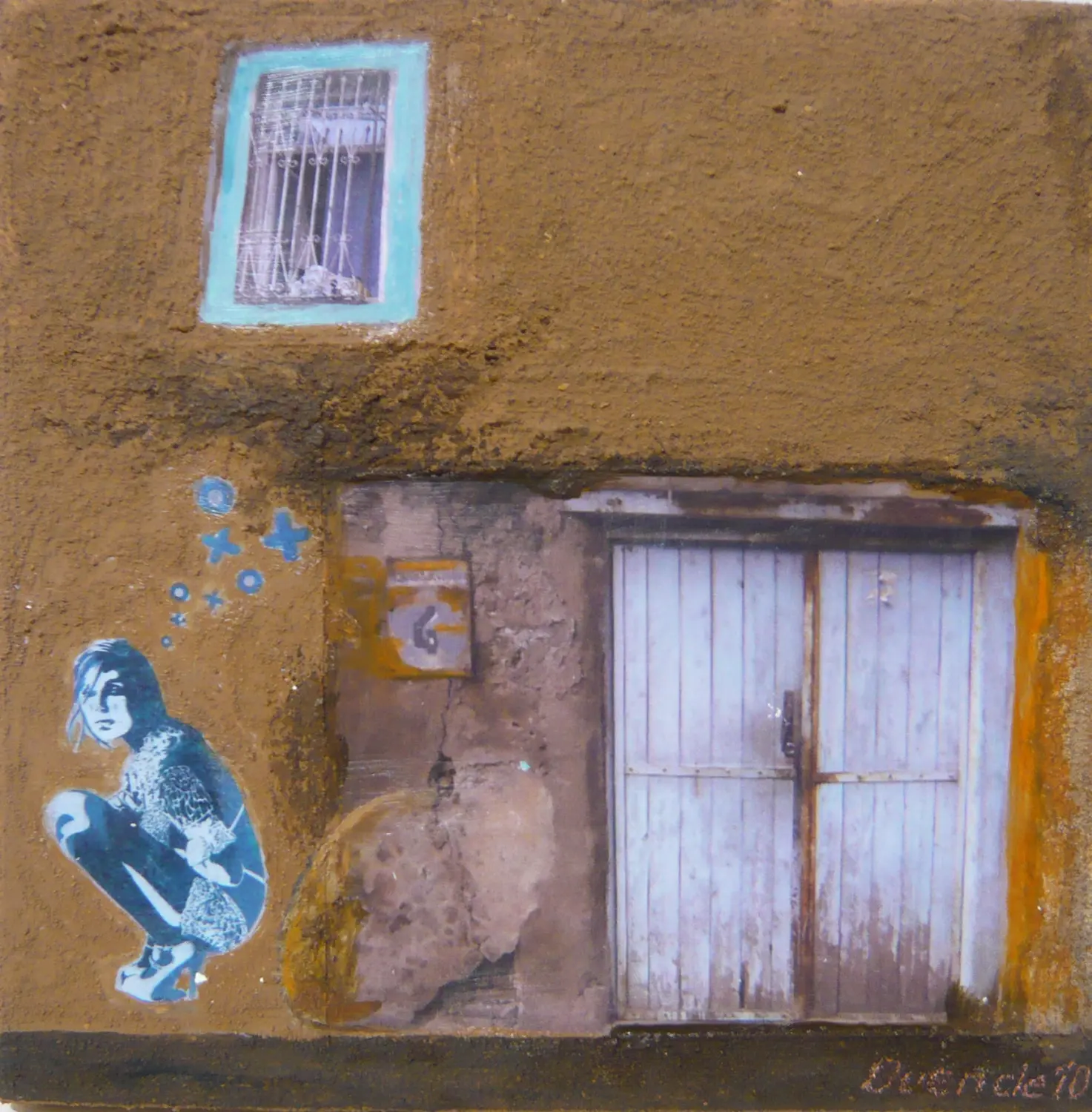DUENDE - Fassade Blau Braun Collage 20 × 20